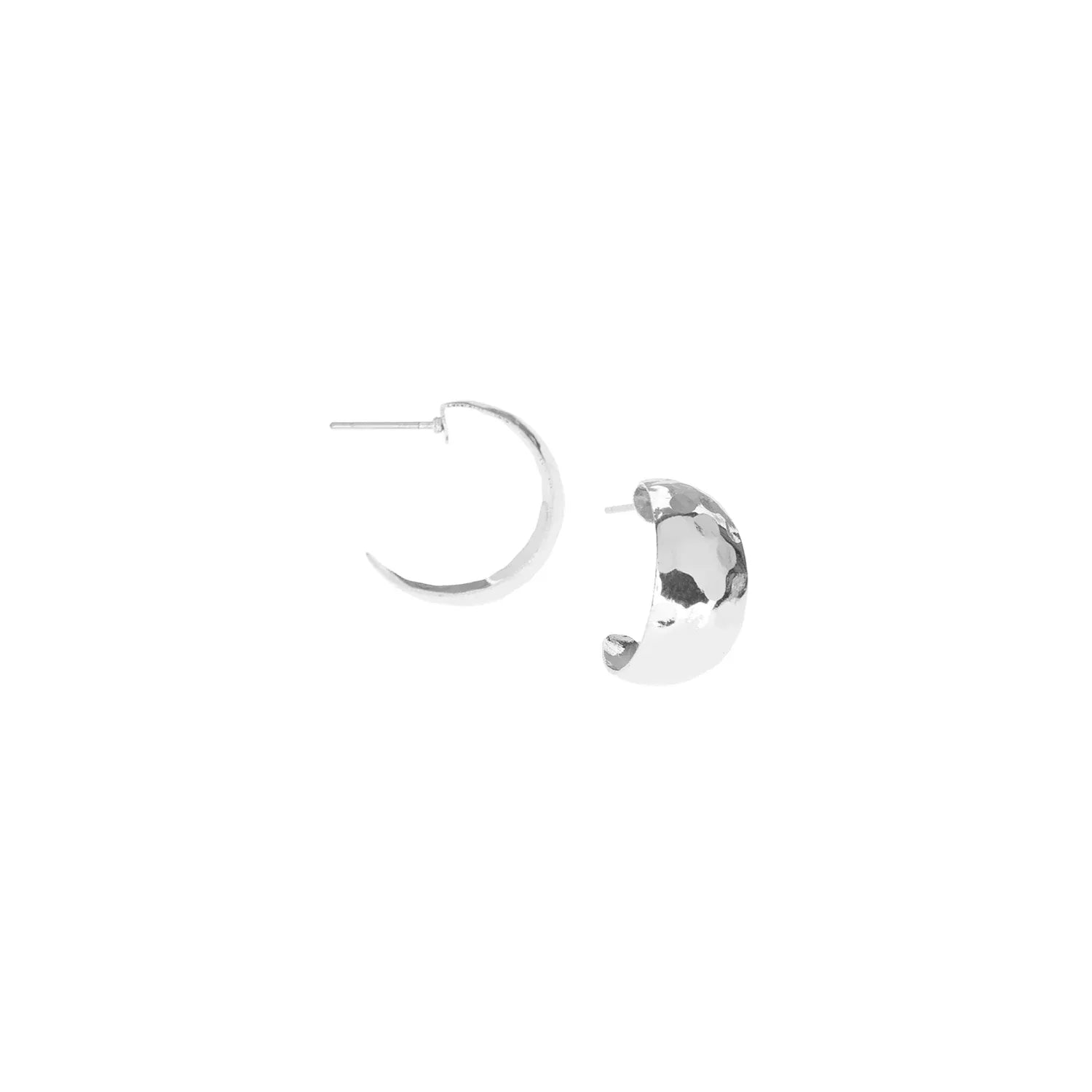 Silver Small Hammered Post Hoop