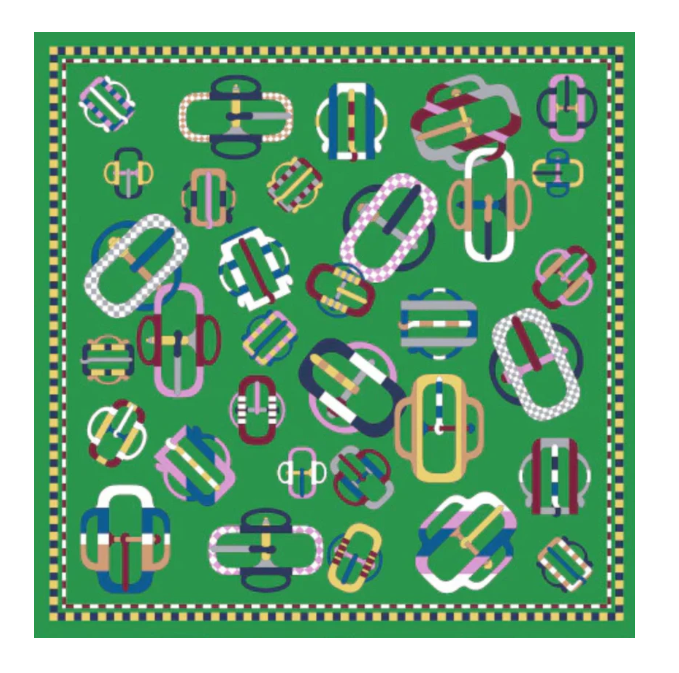 Buckle Up Silk Scarf Green