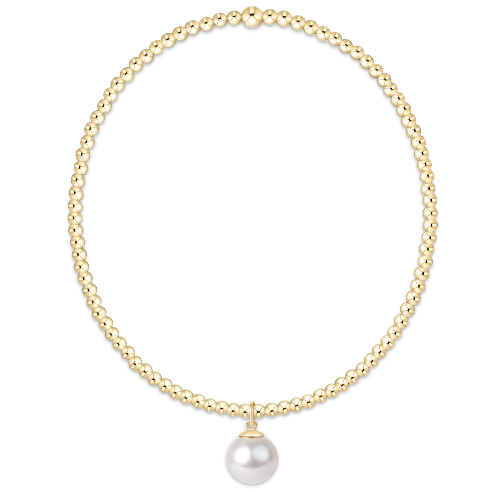 Classic Gold 2mm Classic Pearl 8mm Charm Bracelet