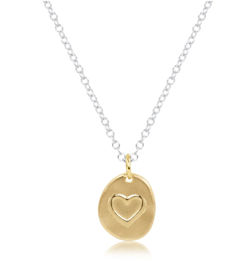 16in Necklace Sterling MM Inspire Love Sm Gold Charm
