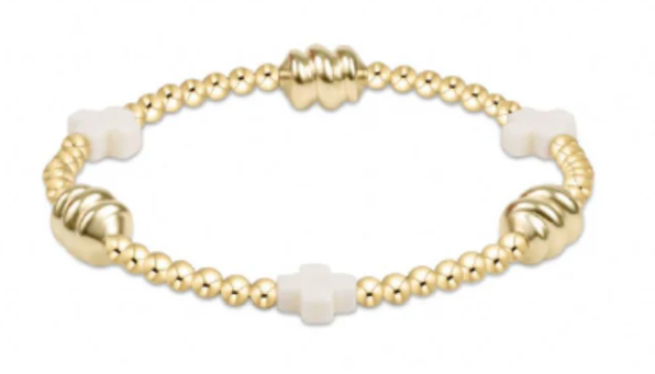 Signature Cross Admire Off White 3mm Gold Bracelet