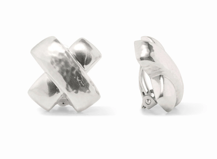 Silver Catalina X Clip Earrings