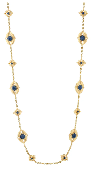 Mystic Eye Double Sided Necklace 32in Blue Lab/Green Onyx