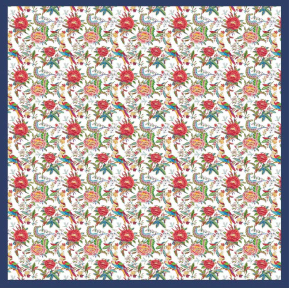 Silk Scarf White Garden Party