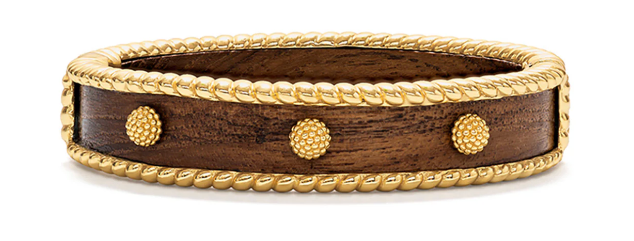 Berry Small Hinged Bangle in Teak